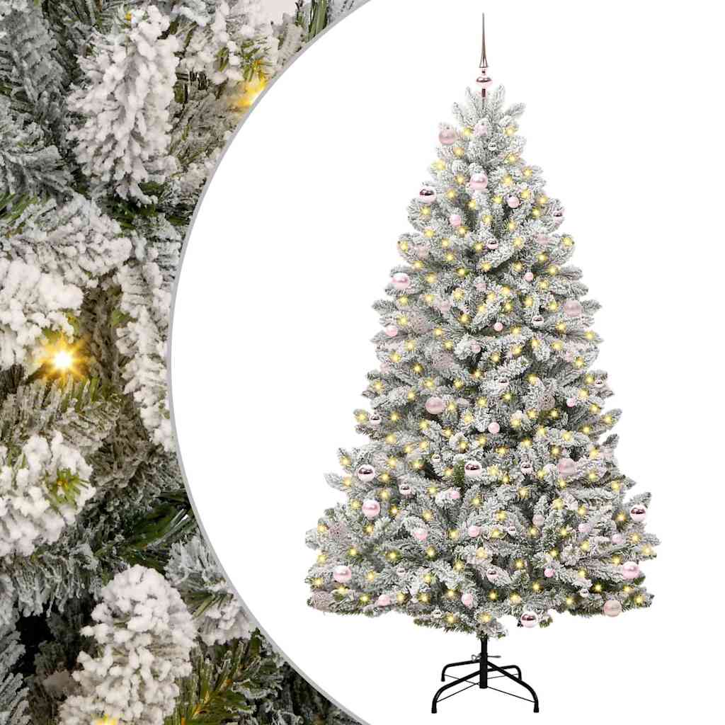 Kunstigt juletræ Grøn og Hvid 240 cm PVC og metal