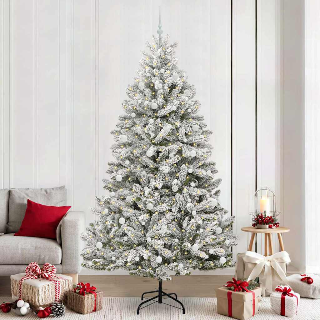 Kunstigt juletræ Grøn og Hvid 240 cm PVC og metal