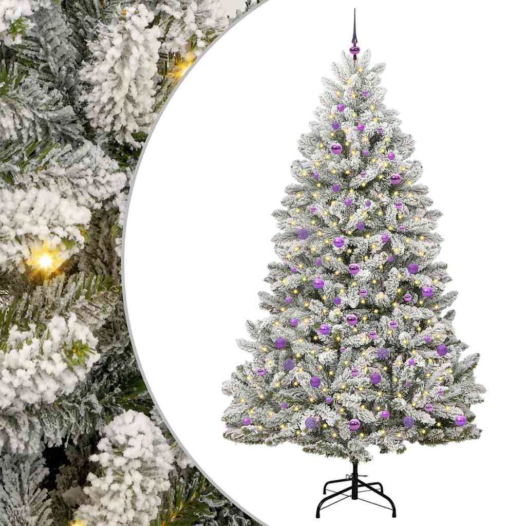 Kunstigt juletræ Grøn og Hvid 240 cm PVC og metal