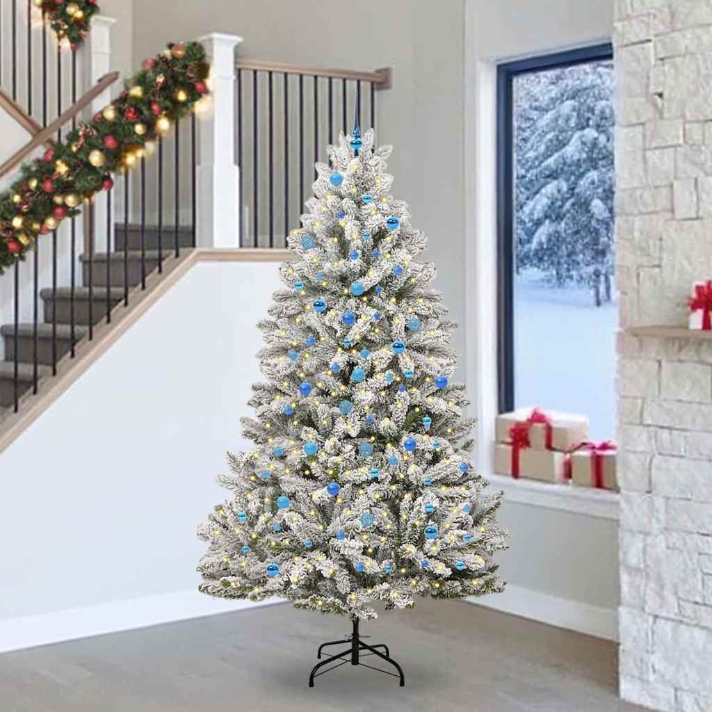 Kunstigt juletræ Grøn og Hvid 240 cm PVC og metal