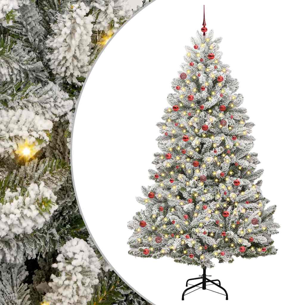 Kunstigt juletræ Grøn og Hvid 270 cm PVC og metal