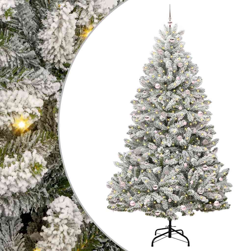 Kunstigt juletræ Grøn og Hvid 270 cm PVC og metal