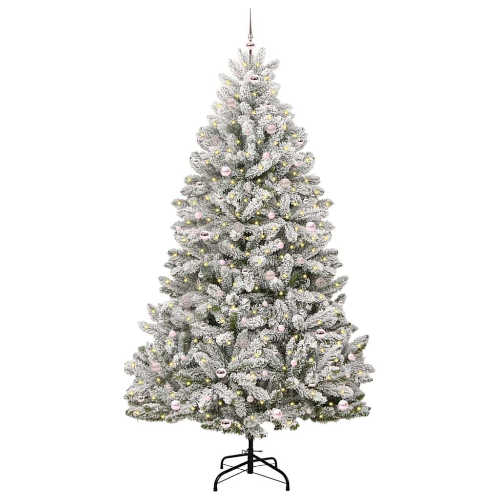 Kunstigt juletræ Grøn og Hvid 270 cm PVC og metal