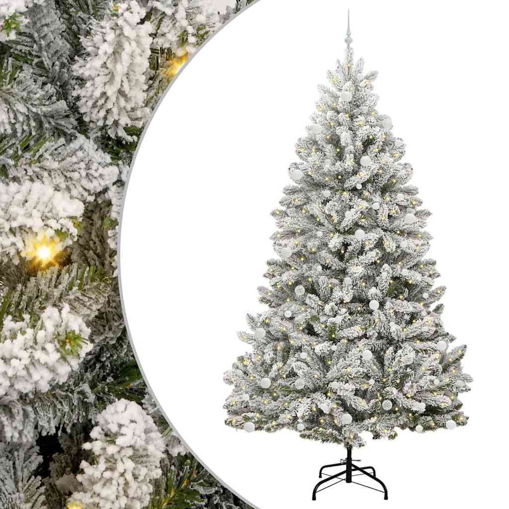Kunstigt juletræ Grøn og Hvid 270 cm PVC og metal