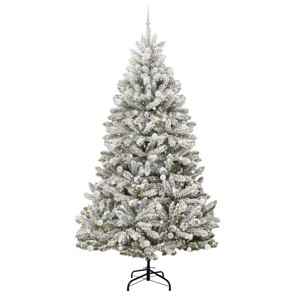Kunstigt juletræ Grøn og Hvid 270 cm PVC og metal