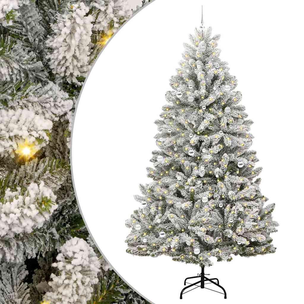 Kunstigt juletræ Grøn og Hvid 270 cm PVC og metal