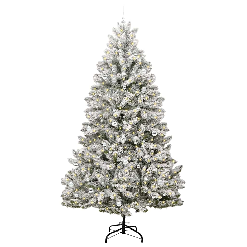 Kunstigt juletræ Grøn og Hvid 270 cm PVC og metal