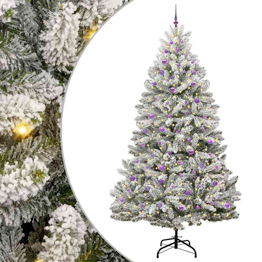 Kunstigt juletræ Grøn og Hvid 270 cm PVC og metal