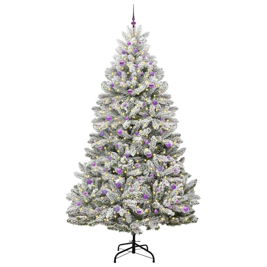 Kunstigt juletræ Grøn og Hvid 270 cm PVC og metal
