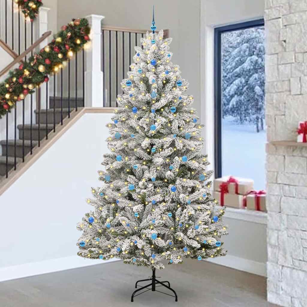 Kunstigt juletræ Grøn og Hvid 270 cm PVC og metal