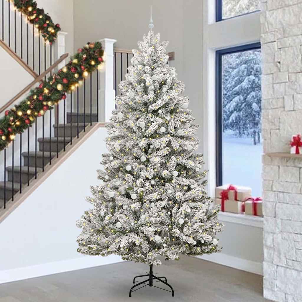 Kunstigt juletræ Grøn og Hvid 300 cm PVC og metal
