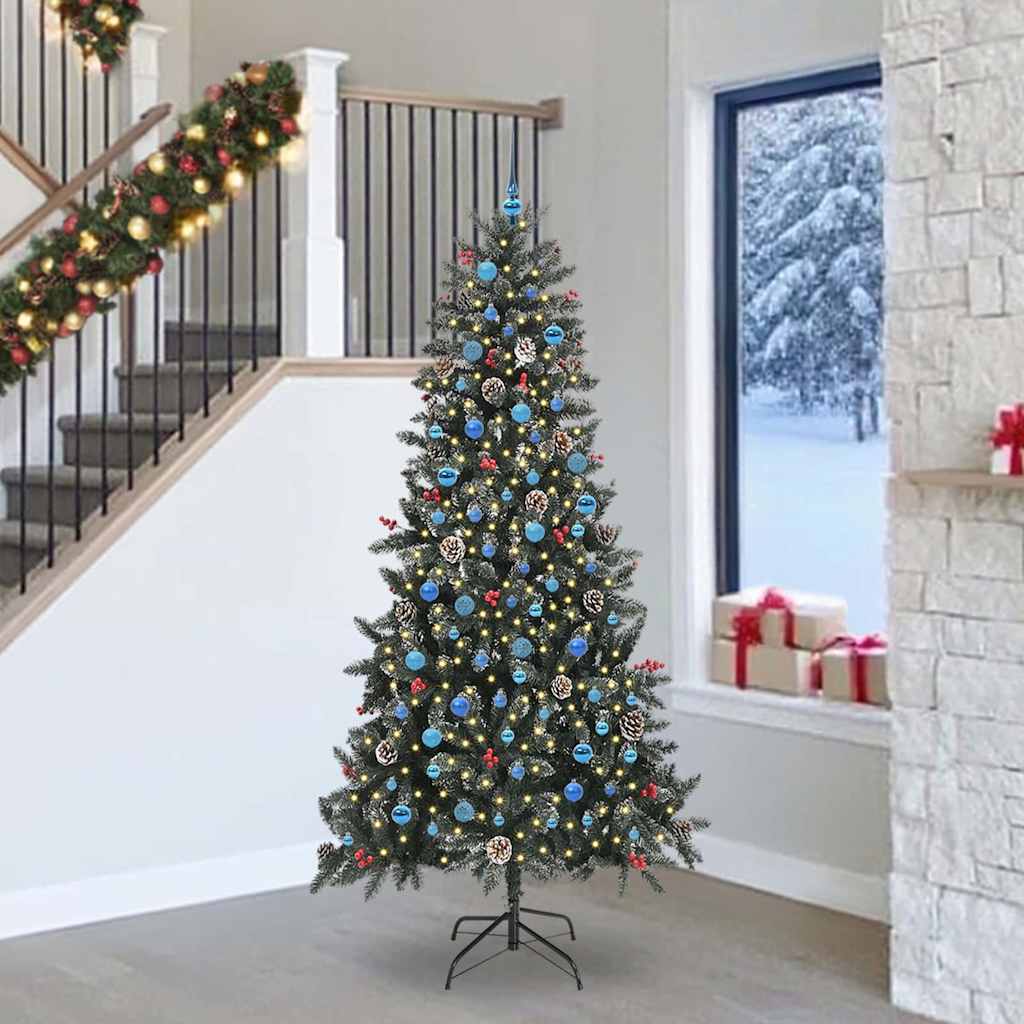 Kunstigt juletræ med stativ Grøn 240 cm PVC og plastik og stål