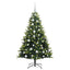 Kunstig hængslet juletræ med 150 LED-lys Grøn 120 cm PVC og PE