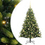 Kunstig hængslet juletræ med 150 LED-lys Grøn 120 cm PVC og PE