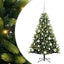 Kunstig hængslet juletræ med 150 LED-lys Grøn 120 cm PVC og PE