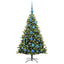Kunstig hængslet juletræ med 150 LED-lys Grøn 120 cm PVC og PE