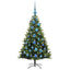 Kunstig hængslet juletræ med 150 LED-lys Grøn 120 cm PVC og PE