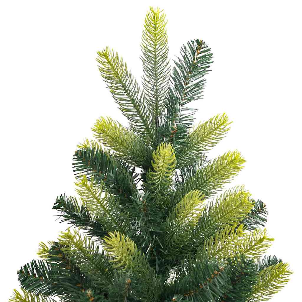 Kunstig hængslet juletræ med 150 LED-lys Grøn 150 cm PVC og PE