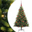 Kunstig hængslet juletræ med 150 LED-lys Grøn 150 cm PVC og PE