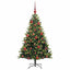 Kunstig hængslet juletræ med 150 LED-lys Grøn 150 cm PVC og PE