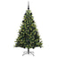 Kunstig hængslet juletræ med 150 LED-lys Grøn 150 cm PVC og PE