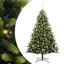 Kunstig hængslet juletræ med 150 LED-lys Grøn 150 cm PVC og PE