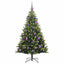 Kunstig hængslet juletræ med 150 LED-lys Grøn 150 cm PVC og PE