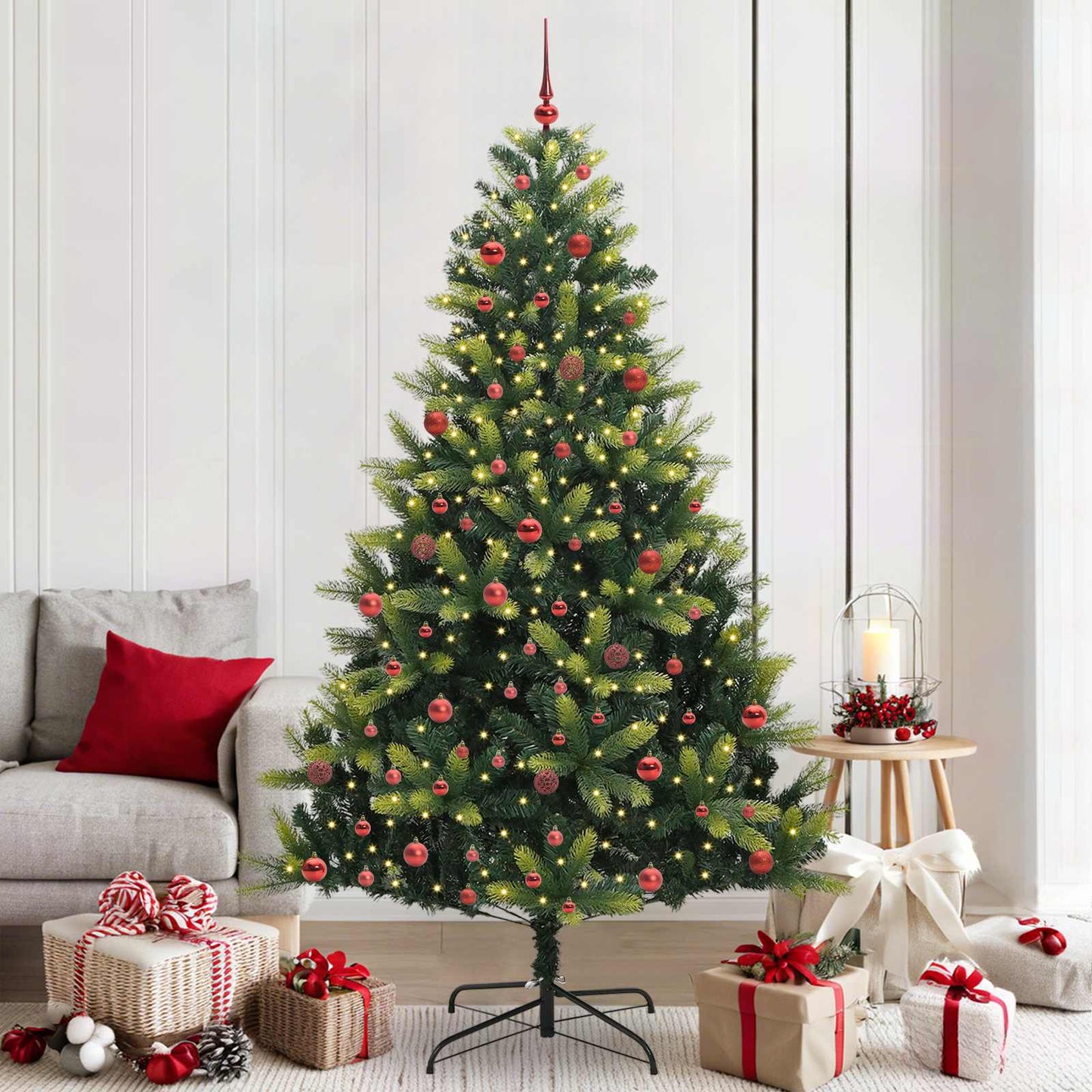 Kunstig Hengende Juletræ 300 LEDs Grøn 210 cm PVC og PE