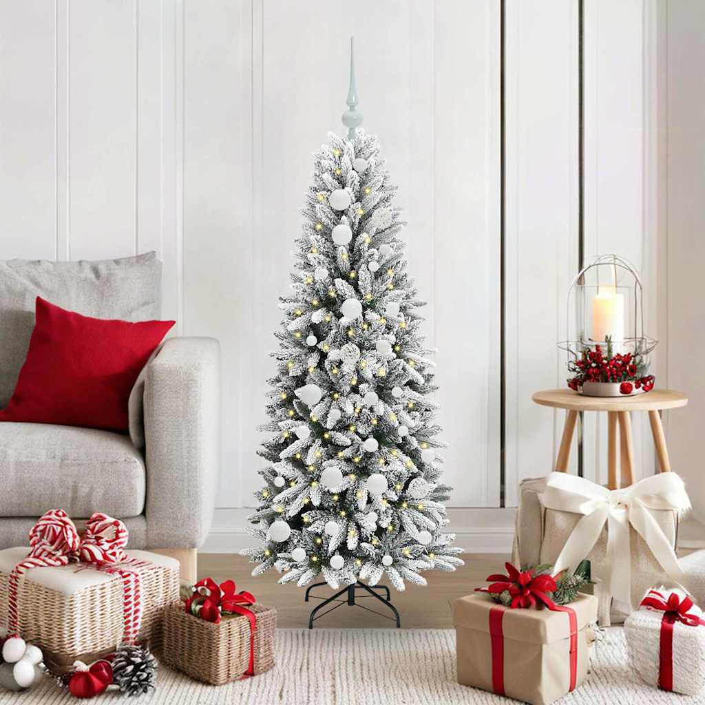 Kunstigt juletræ Hvid 120 cm PVC og Plast og Stål og PE