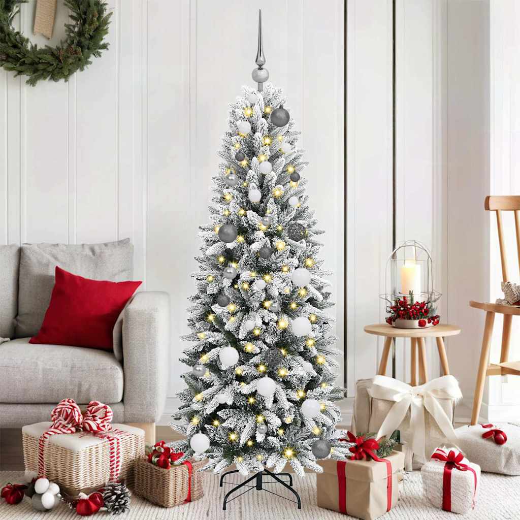 Kunstigt juletræ Hvid 150 cm PVC og Plast og Stål og PE
