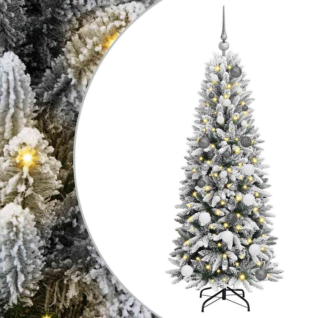 Kunstigt juletræ Hvid 150 cm PVC og Plast og Stål og PE