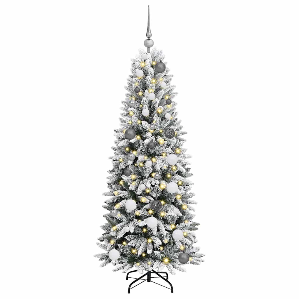 Kunstigt juletræ Hvid 150 cm PVC og Plast og Stål og PE