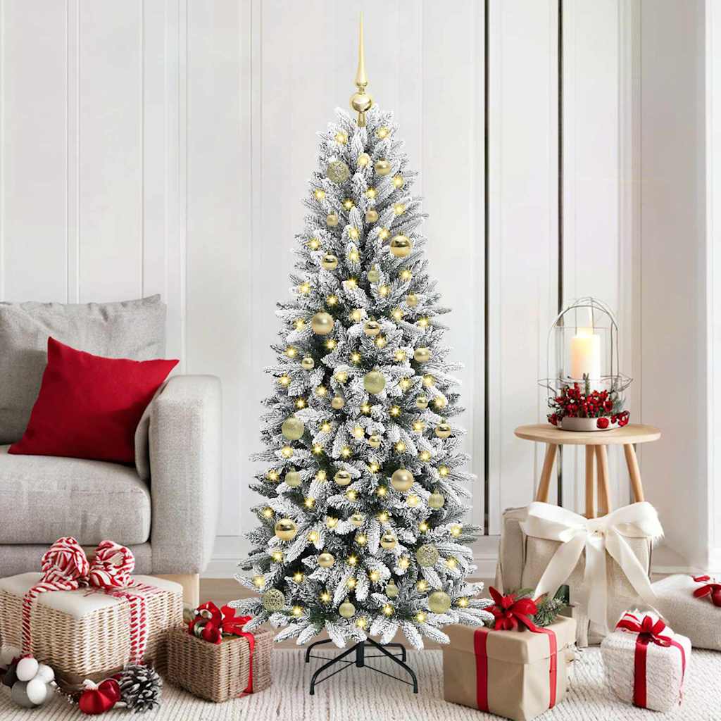 Kunstigt juletræ Hvid 150 cm PVC og Plast og Stål og PE