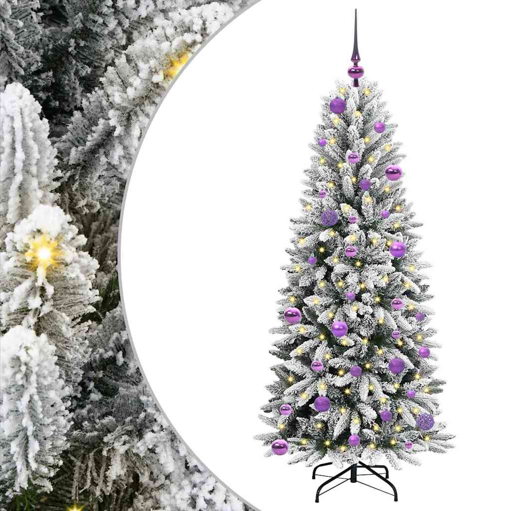 Kunstigt juletræ Hvid 150 cm PVC og Plast og Stål og PE