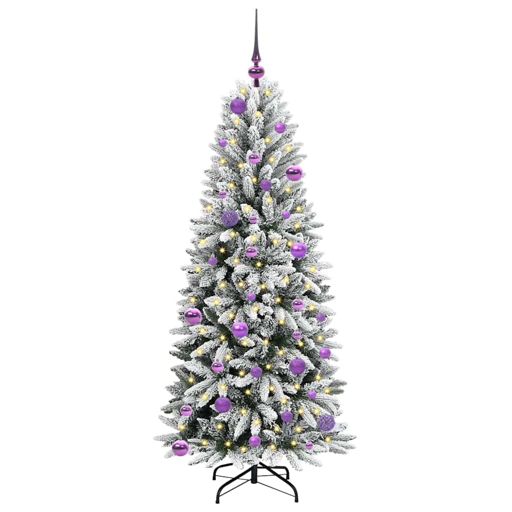 Kunstigt juletræ Hvid 150 cm PVC og Plast og Stål og PE