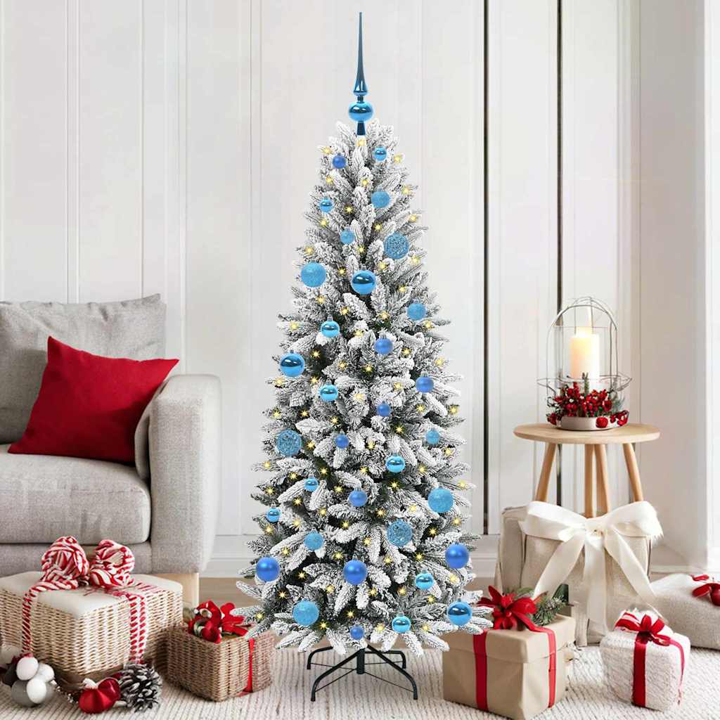 Kunstigt juletræ Hvid 150 cm PVC og Plast og Stål og PE