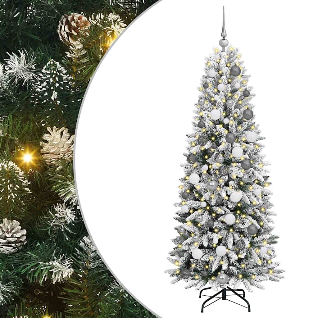 Kunstigt juletræ Hvid 180 cm PVC og Plast og Stål og PE