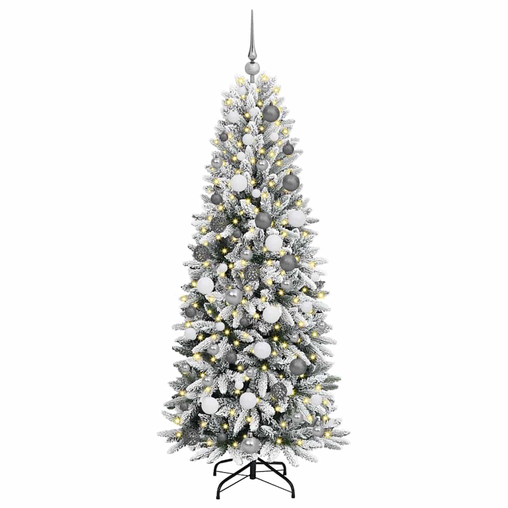 Kunstigt juletræ Hvid 180 cm PVC og Plast og Stål og PE