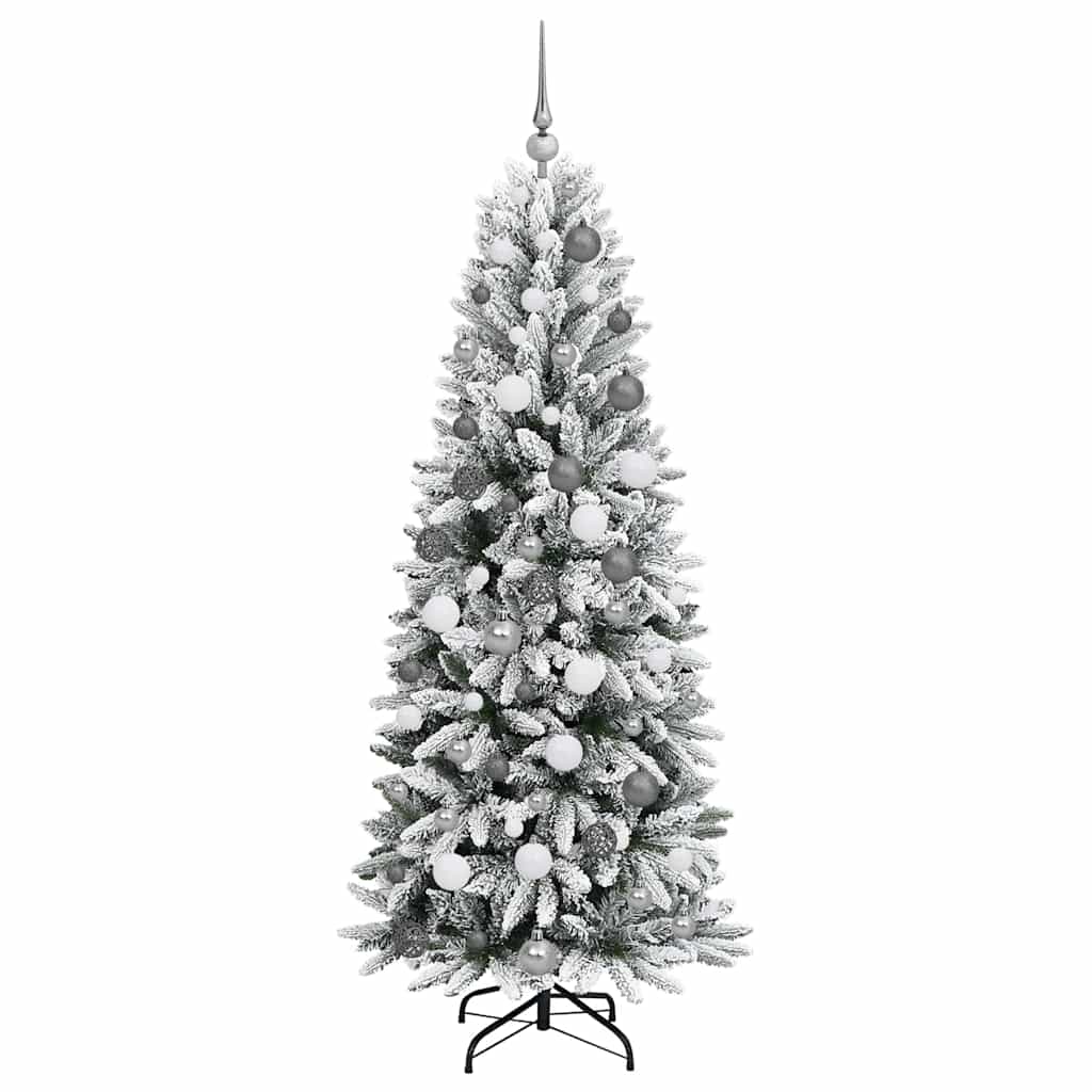 Kunstigt juletræ Hvid 180 cm PVC og Plast og Stål og PE