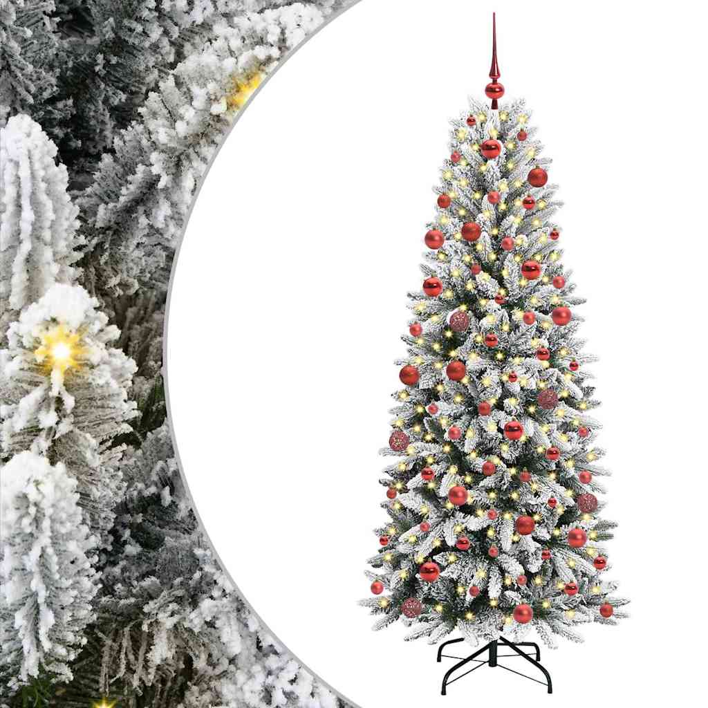 Kunstigt juletræ Hvid 180 cm PVC og Plast og Stål og PE