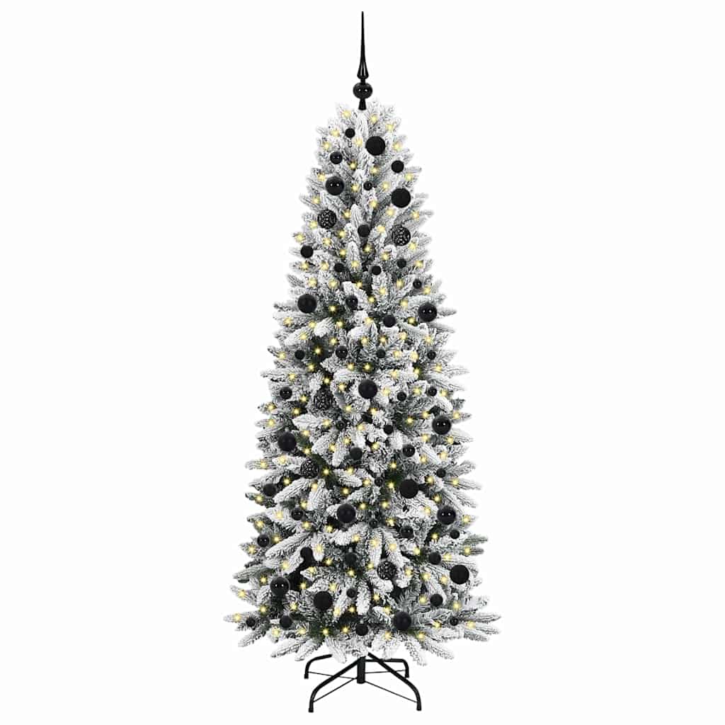 Kunstigt juletræ Hvid 180 cm PVC og Plast og Stål og PE