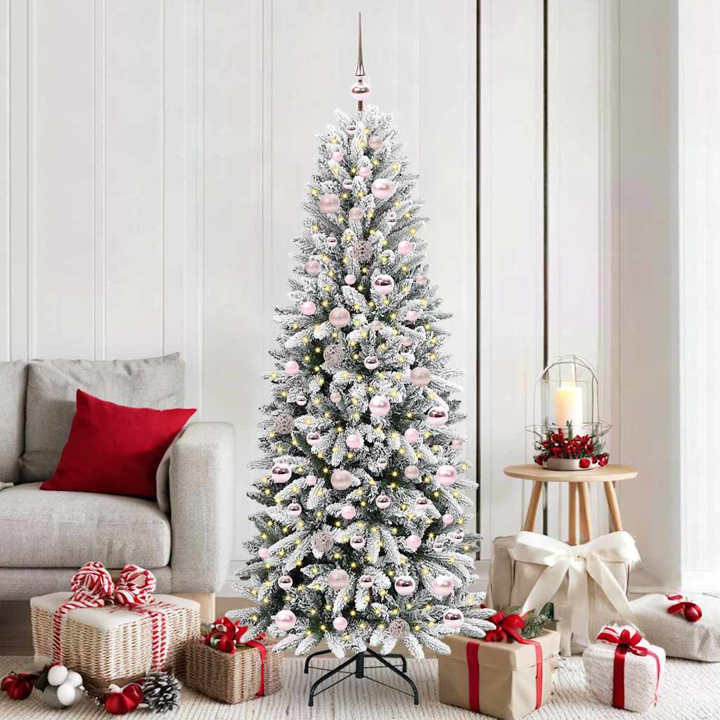 Kunstigt juletræ Hvid 180 cm PVC og Plast og Stål og PE