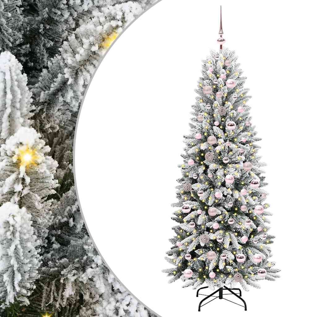 Kunstigt juletræ Hvid 180 cm PVC og Plast og Stål og PE