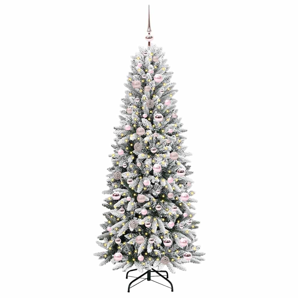 Kunstigt juletræ Hvid 180 cm PVC og Plast og Stål og PE