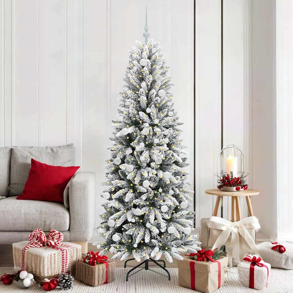 Kunstigt juletræ Hvid 180 cm PVC og Plast og Stål og PE