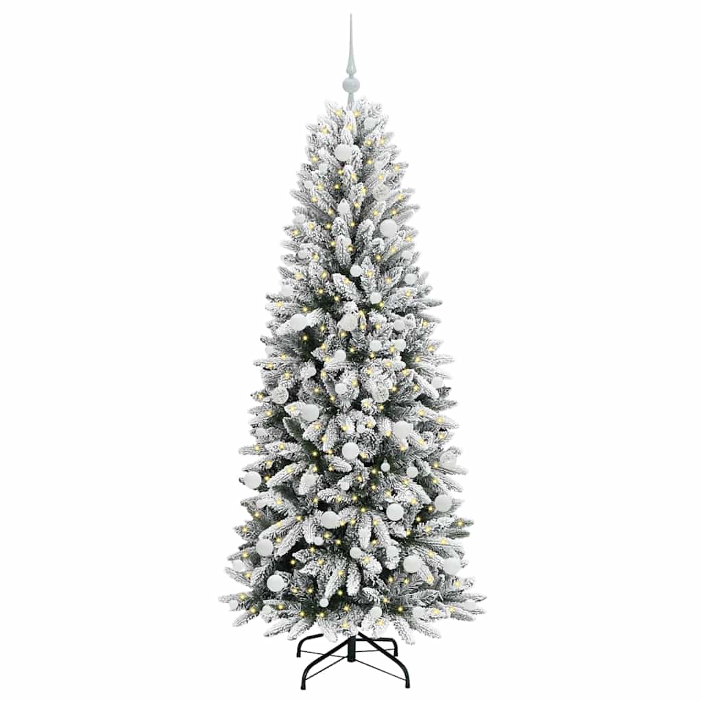 Kunstigt juletræ Hvid 180 cm PVC og Plast og Stål og PE