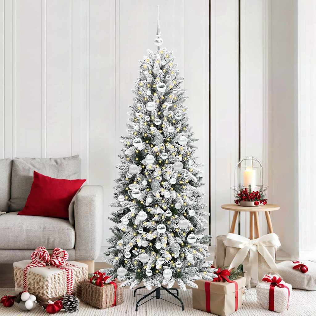 Kunstigt juletræ Hvid 180 cm PVC og Plast og Stål og PE