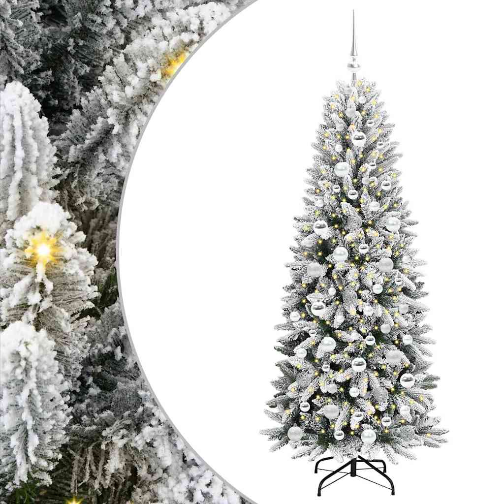 Kunstigt juletræ Hvid 180 cm PVC og Plast og Stål og PE