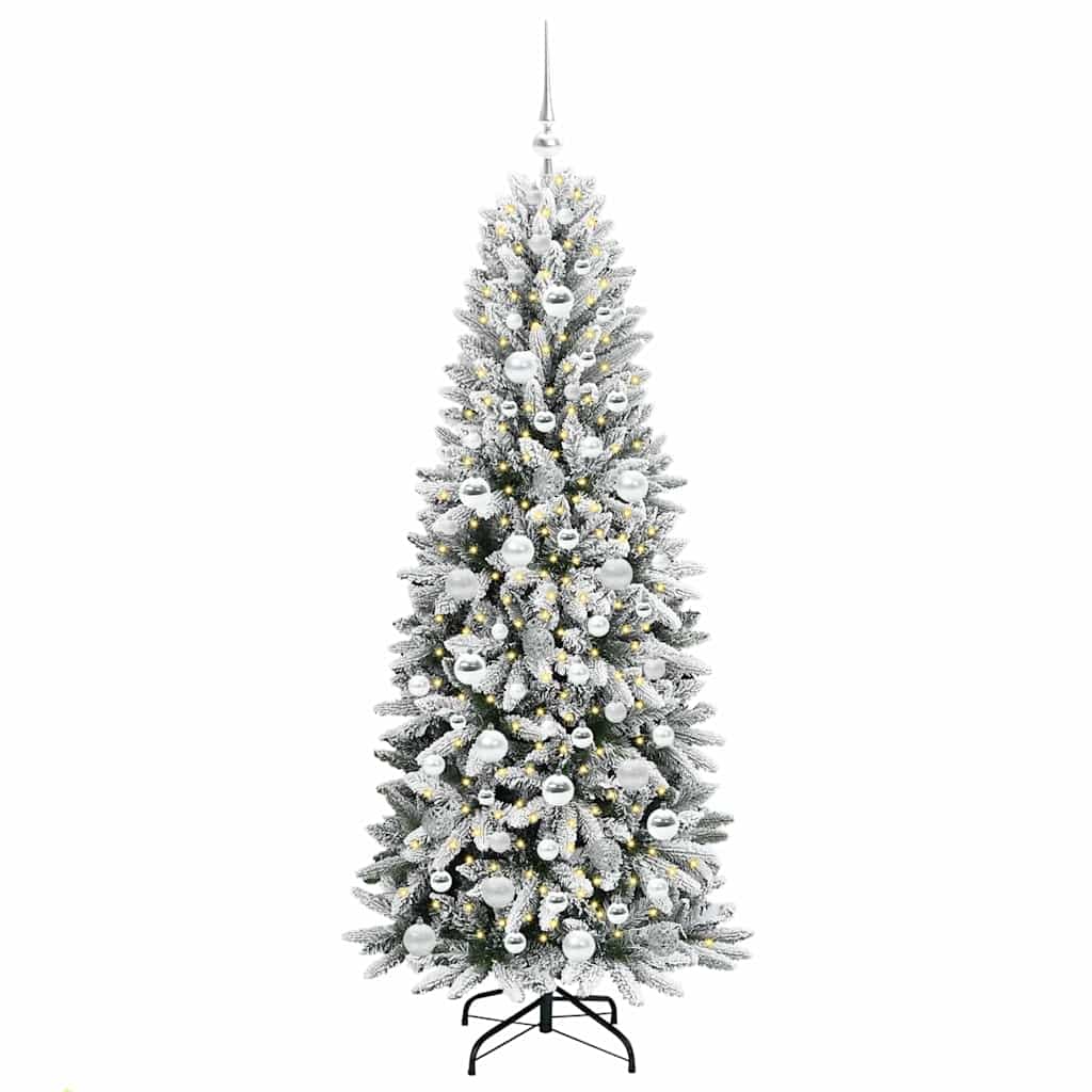 Kunstigt juletræ Hvid 180 cm PVC og Plast og Stål og PE