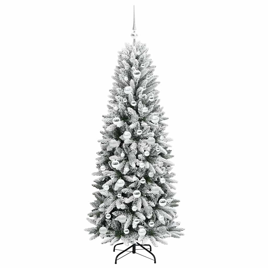 Kunstigt juletræ Hvid 180 cm PVC og Plast og Stål og PE